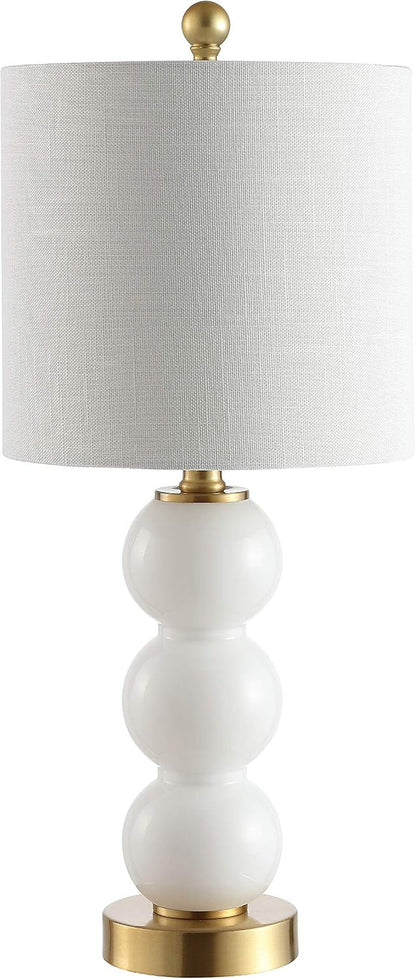 February 21" Stacked Sphere Table Lamp, White/Brass Gold7
