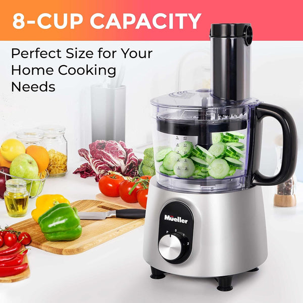 Mueller Ultra Prep Food Processor Chopper for Dicing, Slicing, Shredding, Mincing, and Pureeing, Food Chopper for Vegetables, Meat, Grains, Nuts, 8 Cup, Silver | for Dicing, Slicing, Shredding, Mincing, Pureeing, Food Chopper for Vegetables, Meat, Grains, Nuts, Silver2