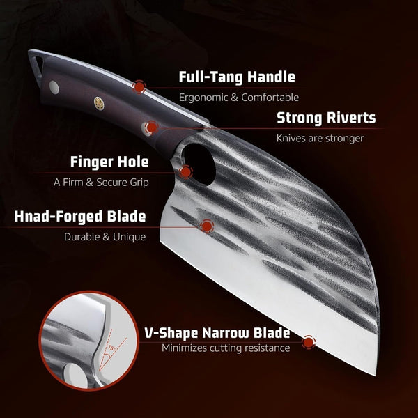 Serbian Chef Knife with Sheath and Kitchen Scissors for Food - Multifunction Poultry Shears Heavy Duty9