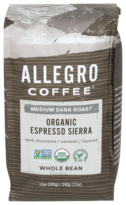 Coffee Organic Espresso Sierra Whole Bean Coffee, 12 Oz1