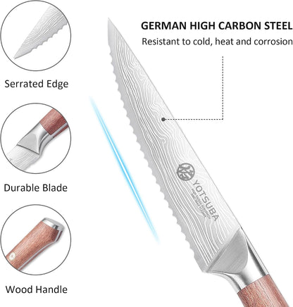 Steak Knives Set of 6 with Full Tang Rosewood Handle | Razor-Sharp Serrated Steak Knives, High Carbon Stainless Steel Dinner Knives, Premium Gift3