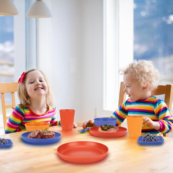 42-Piece Plates and Bowls Sets Wheat Straw Dinnerware Sets Service for 6, Unbreakable Dishwasher Microwave Safe Dishes Set Cups Sets Dinner Plates and Bowls Set for Kitchen4