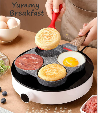 4-Cup Egg Pan Nonstick, and Granite Egg Frying Pan, Versatile Breakfast Skillet for Eggs, Pancakes, Plett, Crepes, Compatible with Gas Stove and Induction Cooktop2