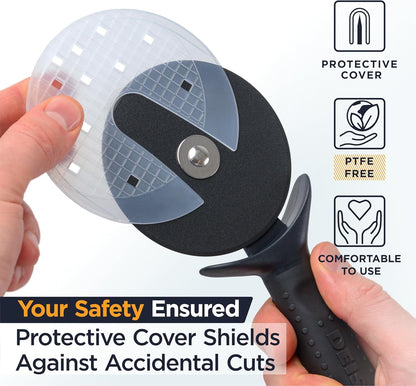 Lux Heavy Duty Pizza Cutter with Wheel Slicer- Stainless Steel Sharp Smooth Pizza Cutter Wheel with Easy Grip Non-Slip Handle, Dishwasher Safe (BLACK)3