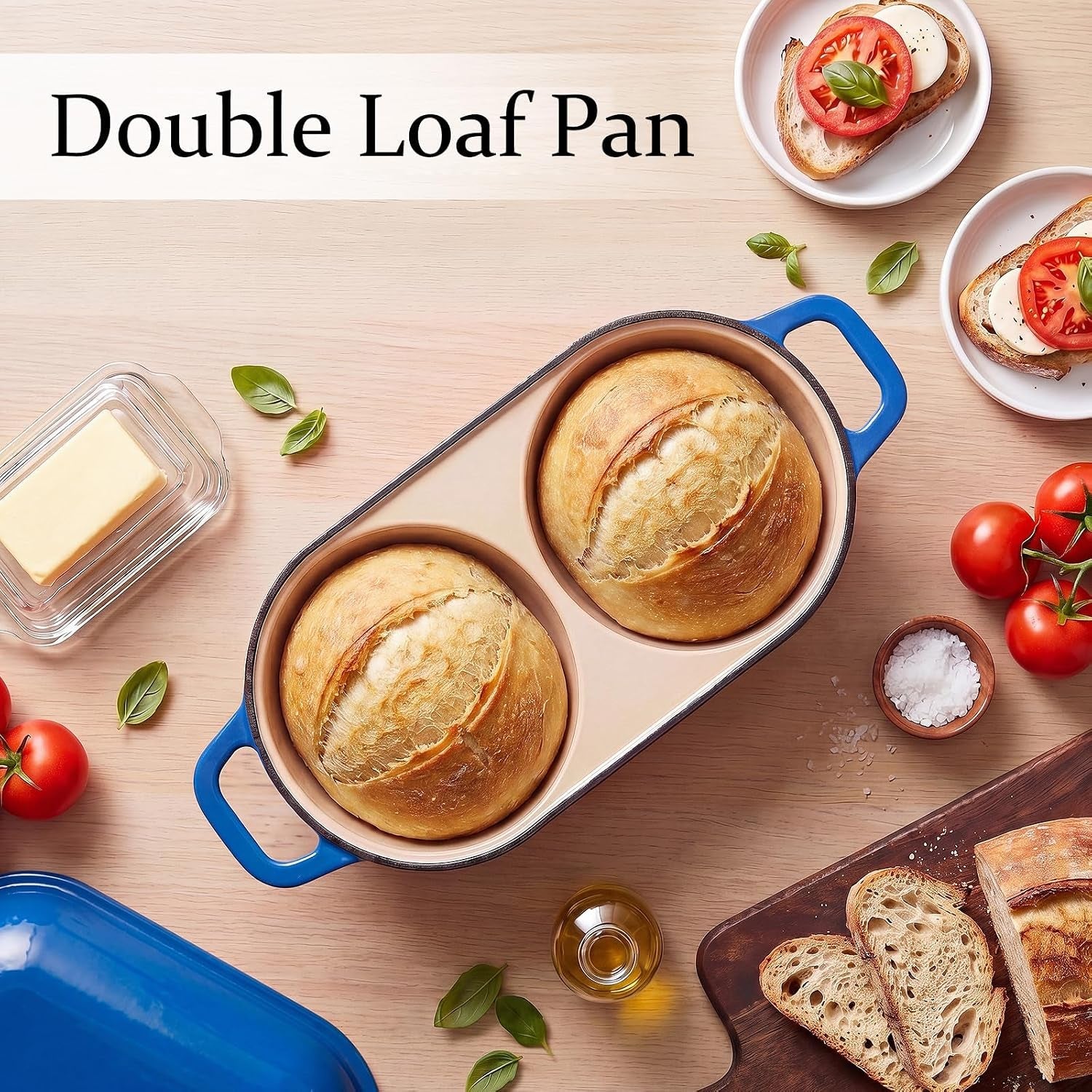 cast-iron-dutch-oven-for-sourdough-bread-baking-mini-enameled-bread-pot-with-lid-nonstick-double-loaf-pan-for-homemade-bread-cake-meatloaf-oven-safe-to-500-f-16-5cm-diameter-blue