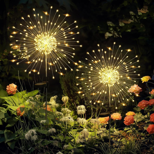 2 Pack Solar Firework Lights Outdoor, Garden Decor, Warm White1
