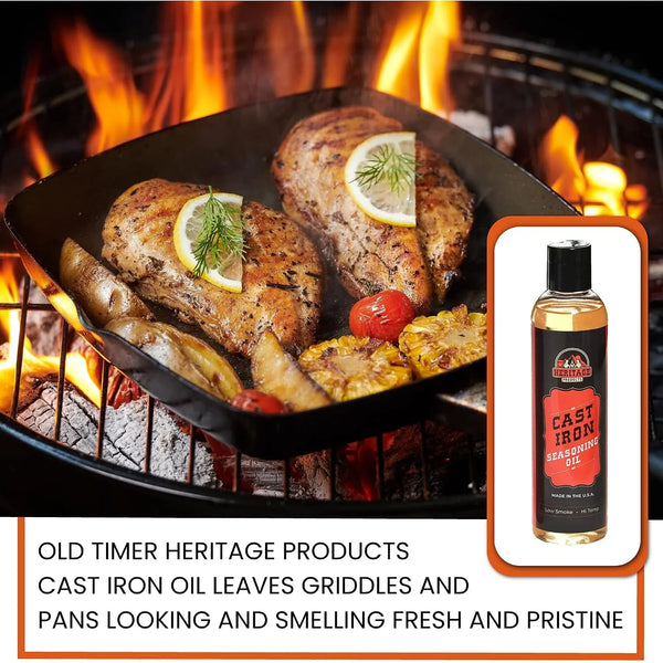 Heritage Products Cast Iron Seasoning Oil - Low-Smoke, Hi Temp All-Natural Skillet Conditioner for Dutch Oven, Griddle, Camp Grill – Cleans, Protects Cast Iron Cookware with Avocado Oil5