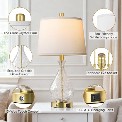 Bedside Lamps Set of 2, Modern Glass Table Lamps for Living Room3