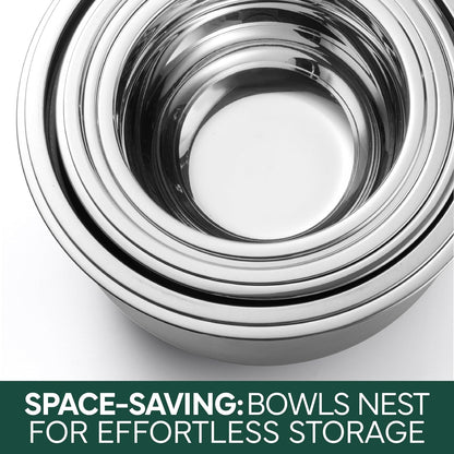 Stainless Steel Mixing Bowls Set with Lids - Nesting Bowls with Non-Slip Bottom, Sage, 12 Pieces5
