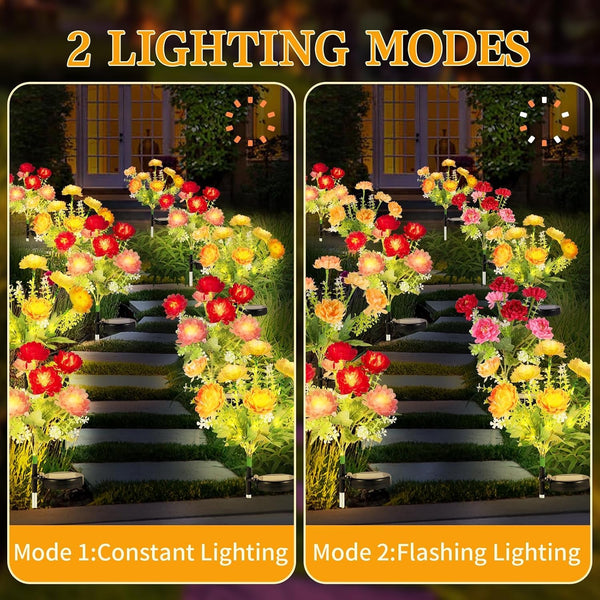 Solar Garden Lights Outdoor, 4 Pack 28 Solar Flower Lights Waterproof5