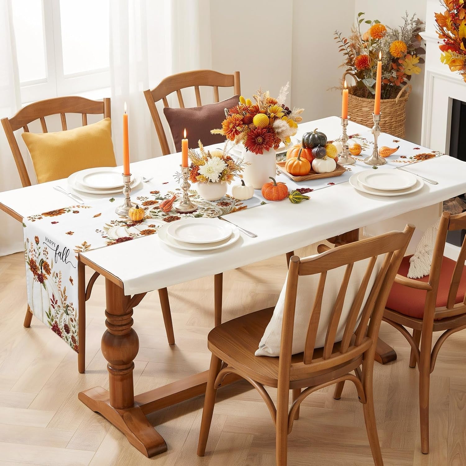 white-pumpkins-fall-table-runner-72-inches-long-thanksgiving-kitchen-dining-table-decoration-autumn-floral-botanical-coffee-tablerunner-dress-scarves-farmhouse-decor-for-party-holiday-13-x-72