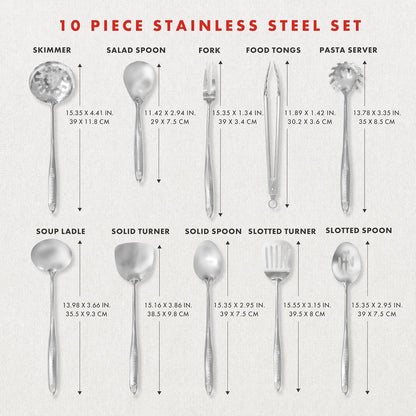 Lagasse 10-Piece Stainless Steel Utensil Set – Premium 304 Mirror Finish Cooking Tools with Hanging Loops – Heat Resistant, Dishwasher Safe Kitchen Gadgets for Nonstick Cookware2