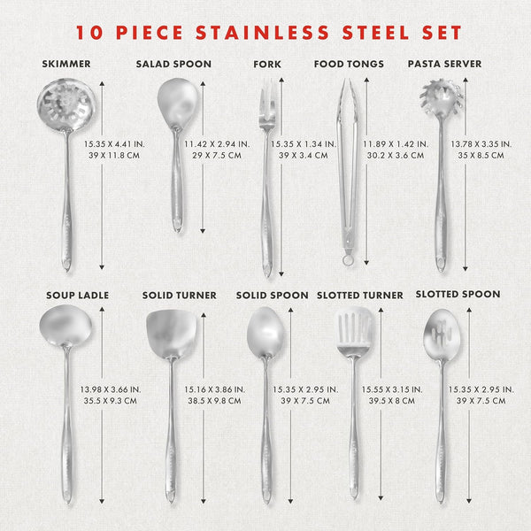 Lagasse 10-Piece Stainless Steel Utensil Set – Premium 304 Mirror Finish Cooking Tools with Hanging Loops – Heat Resistant, Dishwasher Safe Kitchen Gadgets for Nonstick Cookware2
