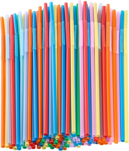 Bendy Disposable Plastic Drinking Straws 12.8" Long for 40Oz Tumbler 100Pcs | Bpa-Free Colorful Straws, Kid Elderly Safe, for Home Parties Weddings BBQ Cold Drinks, Sturdy Bulk Event Gear1
