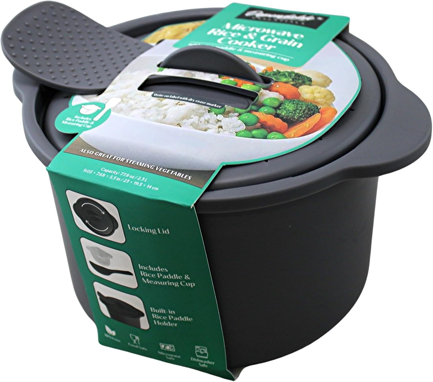 microwave-rice-cooker-and-grain-steamer-2-3l-with-paddle-and-measuring-cup-2-3l-microwave-cooker-for-rice-grains-and-vegetables-with-locking-vented-lid-paddle-and-measuring-cup
