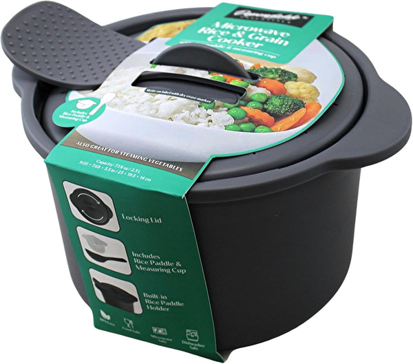 Microwave Rice Cooker and Grain Steamer 2.3L with Paddle and Measuring Cup | 2.3L Microwave Cooker for Rice, Grains and Vegetables with Locking Vented Lid, Paddle and Measuring Cup9