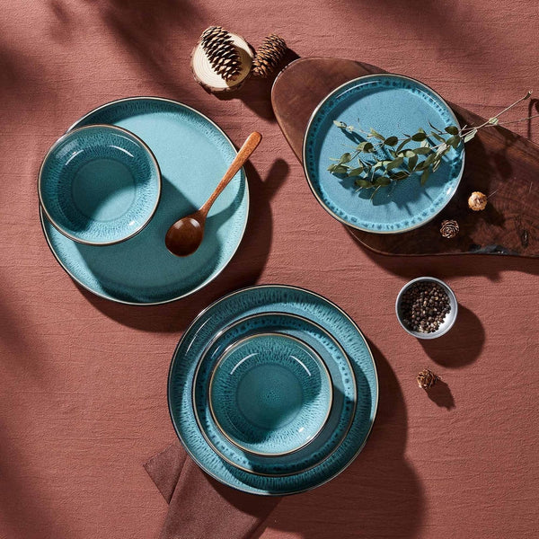 24 Piece Dinnerware Sets for 8, Ceramic Dishes Set, Pastel Turquoise6