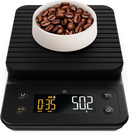 Coffee Scale with Timer, 0.1G Precision for Espresso & Matcha | Digital Pour-Over Scale with Waterproof Silicone Cover, Backlit Display & 6.6Lb Capacity for Chemex, V60, Drip (Onyx Black)1