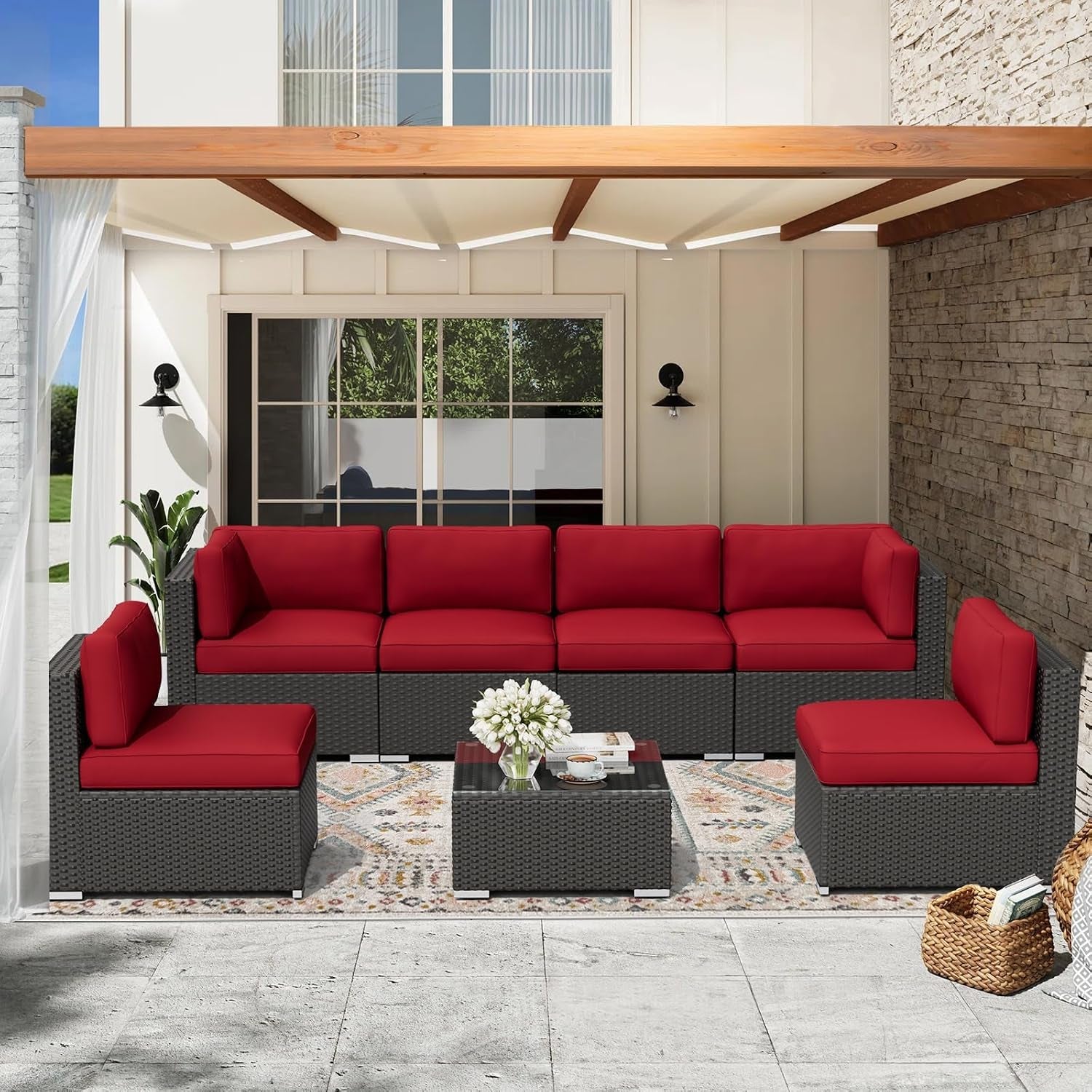 7-piece-outdoor-patio-furniture-black-rattan-wicker-sectional-sofa-conversation-set-with-glass-top-table-and-cushions-red