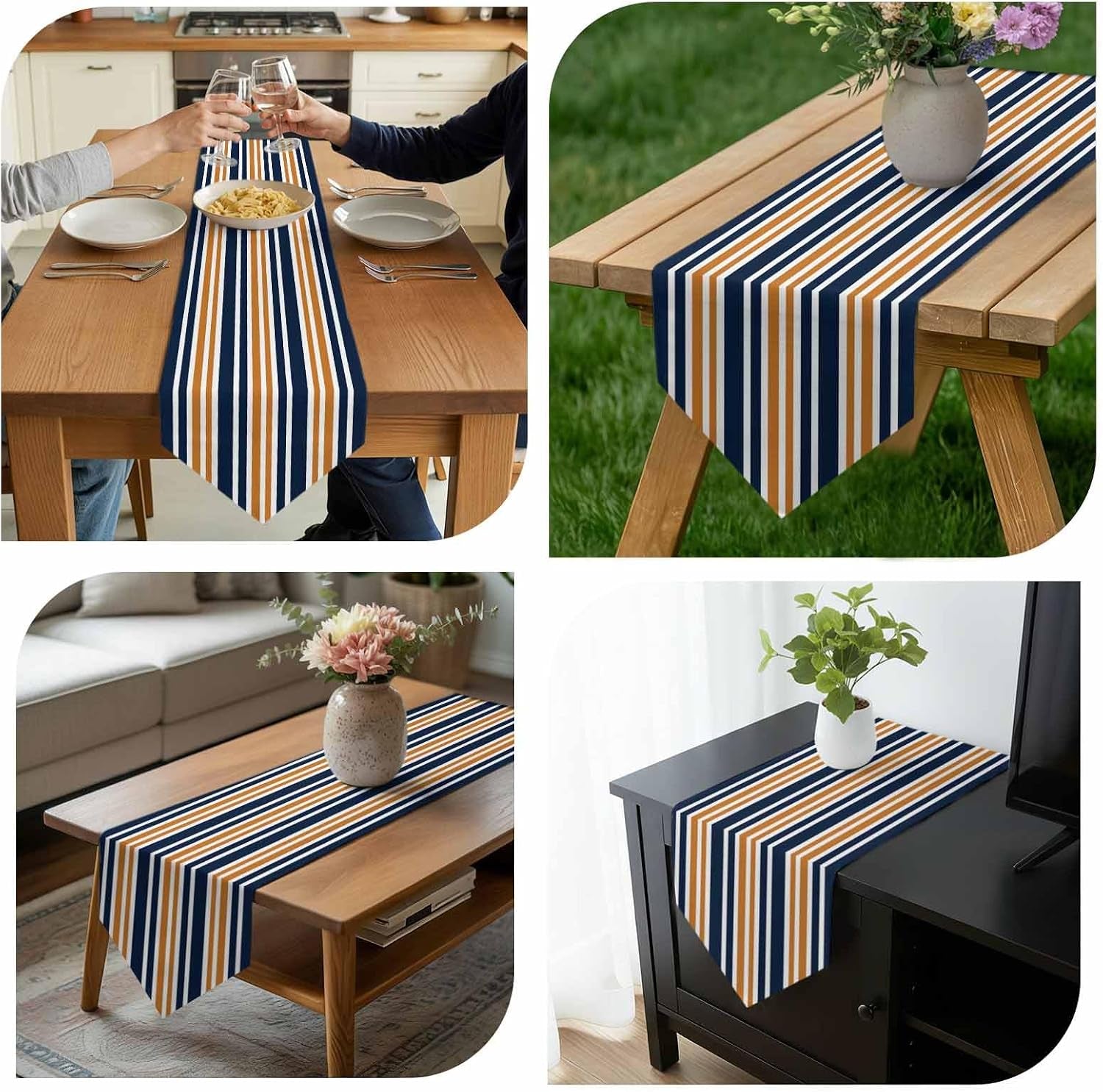 orange-navy-blue-striped-table-runner-linen-burlap-table-runner-72-inches-long-gradient-horizontal-lines-dresser-scarves-for-kitchen-island-coffee-dining-room-party-wedding-holiday-decor-13x72