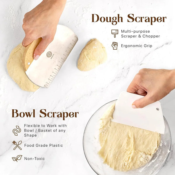 Sourdough Starter Kit with 10" round & 11" Oval Banneton Proofing Basket and 34Oz Starter Jar - Beginner-Friendly Sourdough Bread Baking Supplies and Baking Gifts for Women, Men, and Bread Bakers7