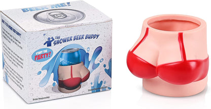 Shower Beer Buddy - Red Bikini Shower Beer Can Holder W/ Silicone Suction Cup | Holds Your Cold Brew While Showering or in Bath Tub Drink Accessories Gifts Bathtub Caddy Bathroom Stocking Stuffer3
