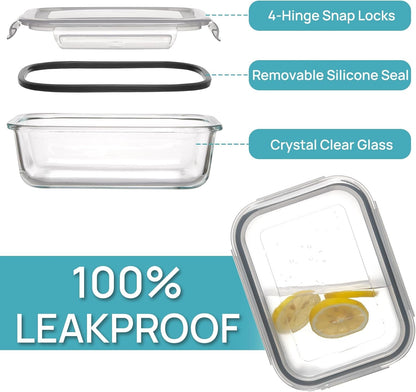 5Pack 22Oz Glass Storage Containers with Lids, Grey6