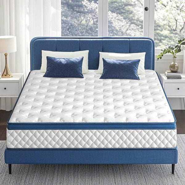 King Size Mattress, 12 Inch Medium Firm Hybrid King Bed Mattress, Memory Foam Mattresses in a Box for Pressure Relief, Individual Pocket Spring-Motion Isolation with Edge Support, Certipur-Us2