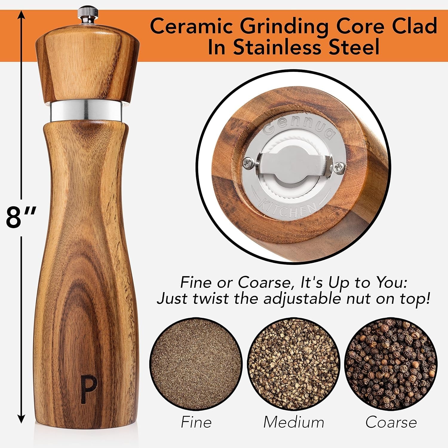 wooden-salt-and-pepper-grinder-set-refillable-salt-pepper-mills-adjust-for-customized-coarseness-crafted-of-solid-acacia-wood-with-ceramic-stainless-steel-core-8-inches-each