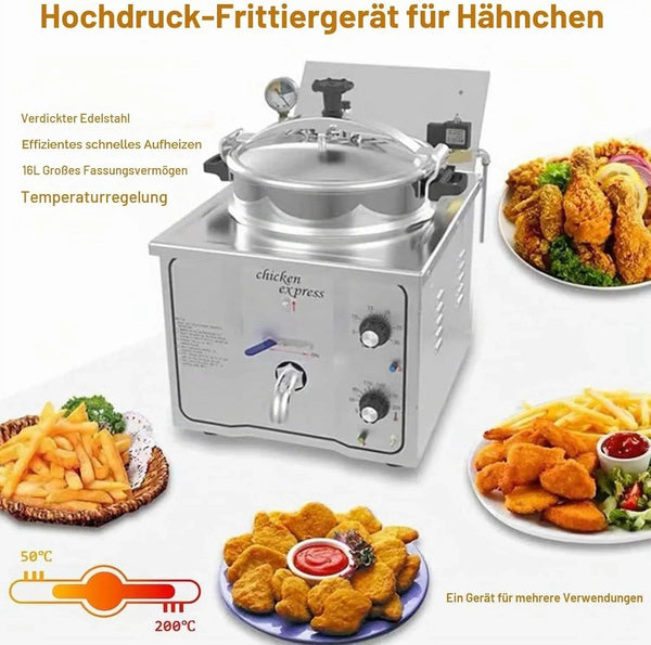 Digital Control Pressure Frying Machine 16L Large Oil Tank | Even Heat Distribution,Durable Stainless Steel Build,Multifunctional for Chicken Fish Chips2