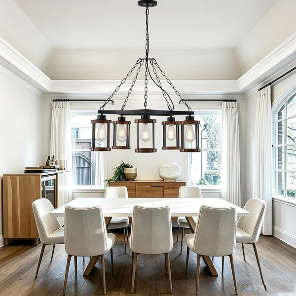 5-Light Living Room Light Fixture, Rustic Mini Chandelier for Dining Room8