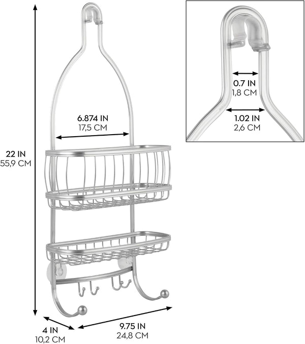 York Metal Wire Hanging Shower Caddy, Satin Silver2