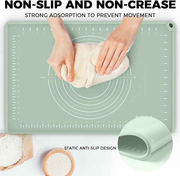 Silicone Baking Mat 28"X20", Extra Thick Dough Rolling Mat | with Measurements and Edge Heightening, Non-Stick Food Grade Pastry Mat for Pastry, Bread, Cookies, Pizza, Fondant, Pasta7