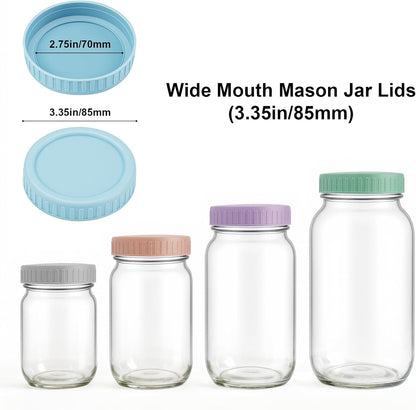 8PCS Wide Mouth Leak Proof Mason Jar Lids with Silicone Rings | Reusable Food Grade Plastic, Dishwasher Safe, Airtight Seal, Fits Ball Kerr & Most Wide Mouth Canning Jars, Dishwasher Safe2