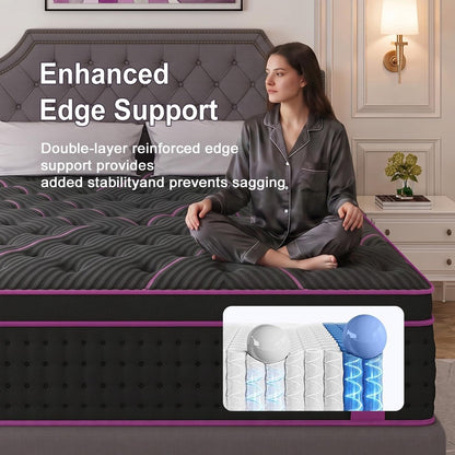 14 Inch Queen Mattress Hybrid, Cooling Gel Infused for Pressure Relief & Motion Isolation, Breathable Cover, Certipur-Us Certified5