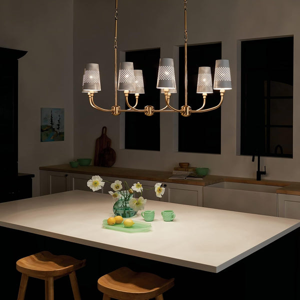 Adeena 8-Light Linear Chandelier Light, Brushed Natural Brass17