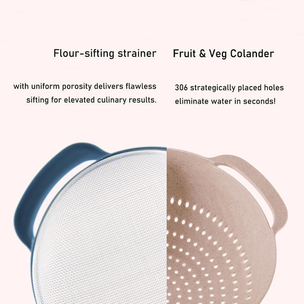 Mixing Bowls, Nesting Baking Bowls with Colander & Fine Mesh (Wheat-10Pcs)4