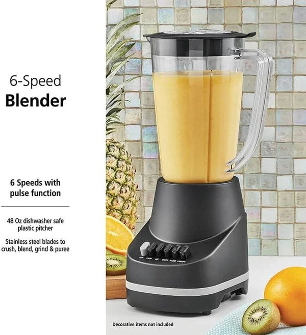 500W 6-Speed Blender with 48Oz/1.5L Jar, Black Countertop Blender for Smoothies, Shakes & Food Prep, Home Essential2