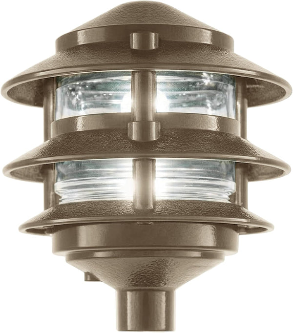 Weatherproof Line-Voltage (120V) 3-Tier LED Outdoor Pathway Light – Permanent outside Light for Walkway, Driveway & Landscaping – Professional Grade & Made in USA – Bronze1