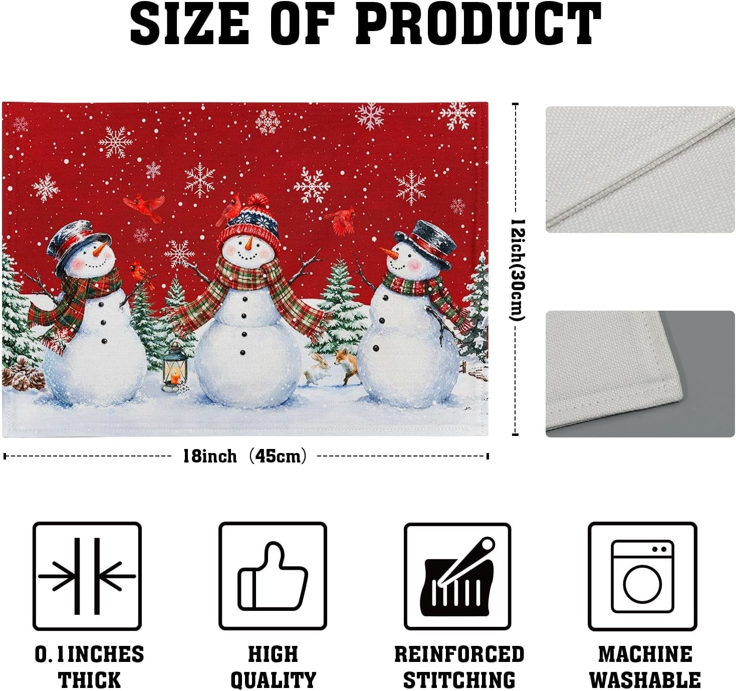 christmas-snowman-placemats-set-of-4-12x18in-xmas-green-trees-red-birds-linen-place-mat-winter-snowflakes-heat-resistant-washable-table-mats-for-kitchen-dining-seasonal-new-year-decor