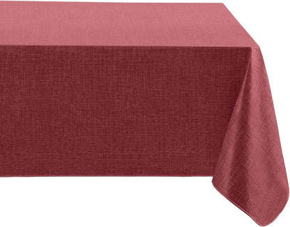 Monterey Linen Texture Vinyl Indoor/Outdoor Tablecloth, Brick - 60" W X 84" L2