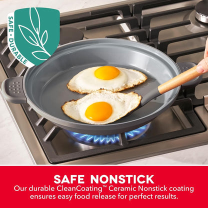 Stacks 16-Piece Ceramic Nonstick Cookware Set with Electric Burner, Pots and Pans Set, Stackable Nesting Kitchen Pots and Pans, Small Kitchen, Oven Safe, Forged Iron4