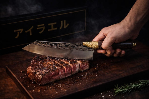 Dragon Engraved Chef Knife – Unique Gift for Men, Chefs & Collectors | 8.5" Razor-Sharp Japanese-Style Kitchen Knife, Mirror-Polished Stainless Steel Blade, Rosewood Handle & Premium Gift Box8