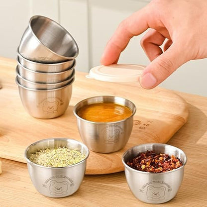 Stainless Steel Food Storage Containers Metal Food Storage Containers Leakproof Silicone Lids, 1Pcs Stainless Steel Seasoning Box Household Seasoning 1Pcs1