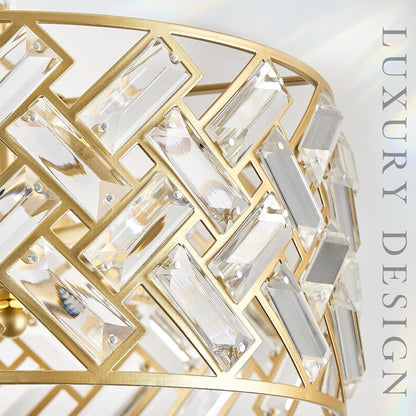 12" Gold Crystal Chandelier, Modern 4-Light Ceiling Light3