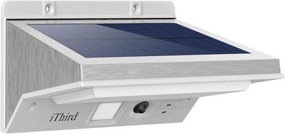Solar Motion Sensor Light Outdoor, LED Solar Powered Outdoor Lights Solar Security Lights Stainless Steel for Yard Patio Garage Waterproof Motion Detector Flood Light Super Bright(Warm White)1