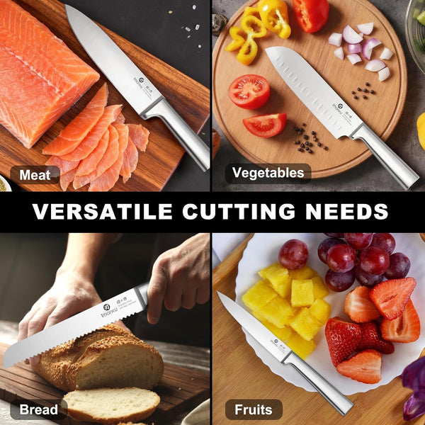 Knife Set - Kitchen Knife Set 15 Pieces Japanese Stainless Steel Knife Block Set with Sharpener - Dishwasher Safe Kitchen'S Knives - Ultra Sharp Chef Knife Set for Kitchen, Utility Knives7