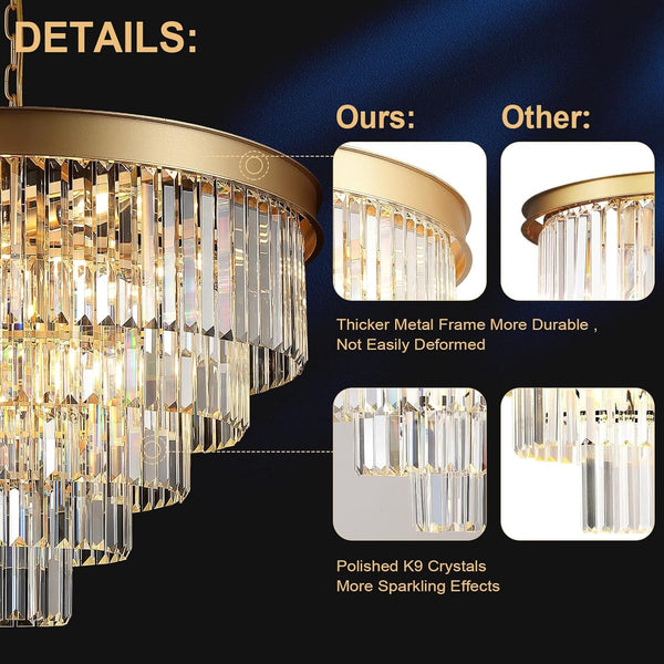 Large Crystal Chandelier 30”Modern Gold Foyer Chandeliers Light Fixture3