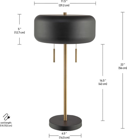 X Novogratz 67347 22" 2-Light Table Lamp, Metallic Dark Gray, Dual Pull Chain Switch, Modern Lighting for Bedroom or Office, Ambient Home Decor, Nightstand Essential6