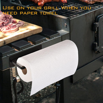 Magnetic Paper Towel Holder,Black Towel Bar Rack for Refrigerator BBQ Grills Griddles Toolbox Rvs Tailgates,Heavy Duty Strong Magnet Backing,12”(L) X 3”(H),Fit All US Paper Roll5